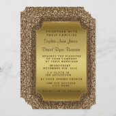 Trouw Uitnodigingen | Gouden Glitter Uitnodiging (Voorkant / Achterkant)