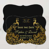 Trouw Uitnodigingen | Gouden Pauw RESERVEER DEZE D (Voorkant / Achterkant)