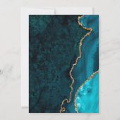 Trouw uitnodigingskaart Teal, Marmer & Goud Agate  Kaart (Achterkant)