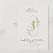 Trouw uitprintbare sjabloon met monogram kaart (Voorkant / Achterkant)