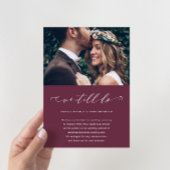 Trouw uitstel We trouwen nog steeds Burgundy foto Aankondiging