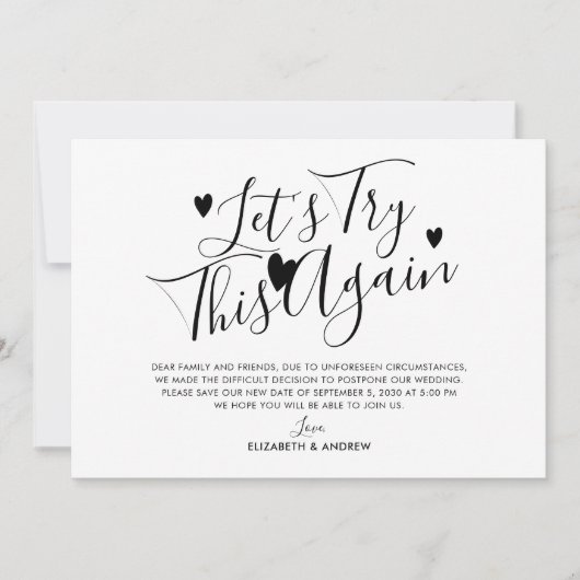 Trouw uitstel Wijziging van datum Probeer dit opni Aankondiging (Voorkant)