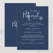 Trouw-uitstelkaart in marineblauw kaart (Voorkant / Achterkant)