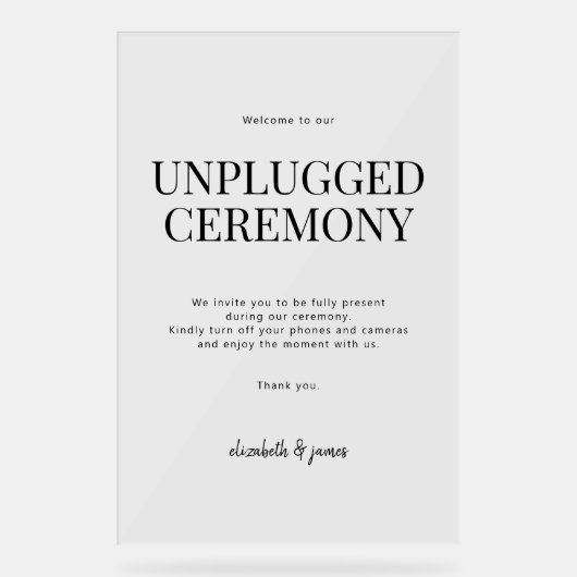 Trouw 'Unplugged'-ceremonie acrylblok Acryl Bord (Voorkant)