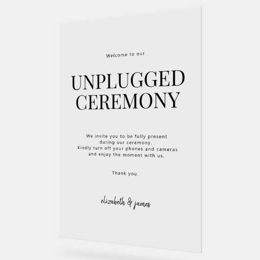 Trouw 'Unplugged'-ceremonie acrylblok Acryl Bord (Hoek)