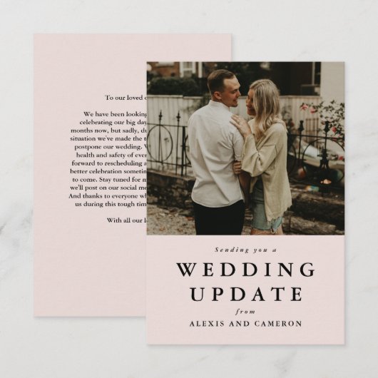 Trouw update datum wijzigen roze fotokaart (Voorkant / Achterkant)