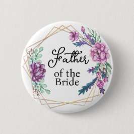 Trouw vader paarse bloem bruiloft ronde button 5,7 cm