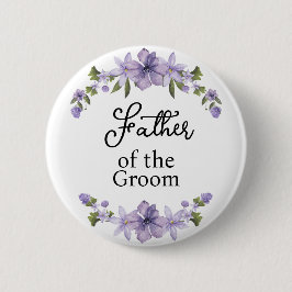 Trouw vader paarse bloemstuk bruiloft ronde button 5,7 cm