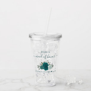 Trouw van Eervrouwe met Teal & Aqua Rozen Acryl Drinkbeker