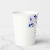 Trouw van Royal Blue Ivory Floral Papieren Bekers (Rechts)