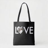 Trouw Verlovings Aangepaste Foto Zwarte Hart Frame Tote Bag (Voorkant)