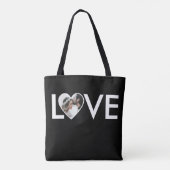 Trouw Verlovings Aangepaste Foto Zwarte Hart Frame Tote Bag (Achterkant)
