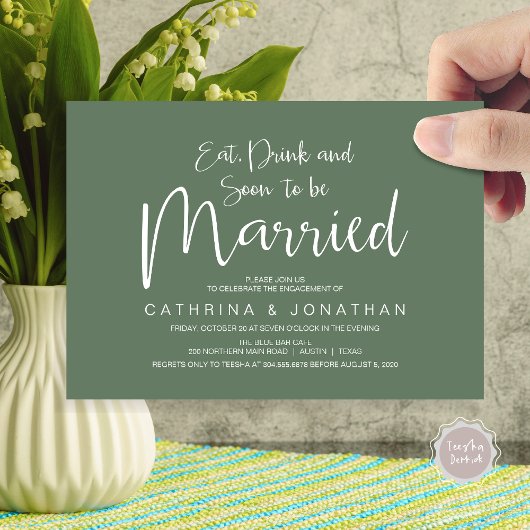 Trouw Verlovingsfeest, Handgeschreven Script Kaart