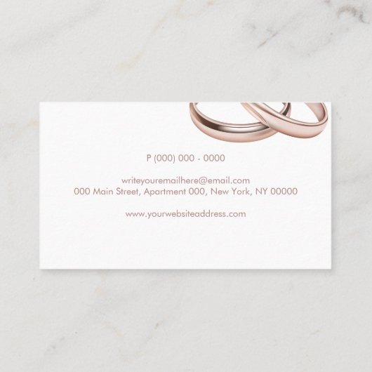 Trouw Verlovingsfeest Ring van roze goud Visitekaartje (Achterkant)