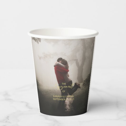 Trouw Verlovingsfeest Voeg Foto Toe Papieren Beker (Achterkant)