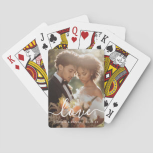 Trouw verlovingsfoto liefde koppels namen datum pokerkaarten