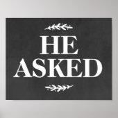 Trouw Verlovingsfoto Prop Bord Hij Heeft Gevraagd Poster (Voorkant)