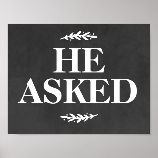 Trouw Verlovingsfoto Prop Bord Hij Heeft Gevraagd Poster (Voorkant)