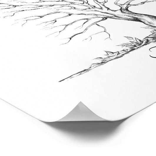 Trouw Vingerafdruk Boom Gastboek Poster (Hoek)