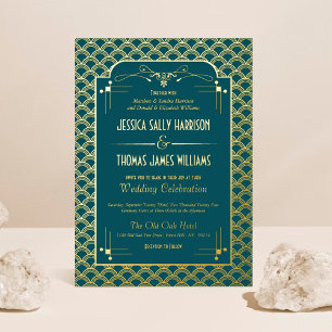 Trouw Vintage 1920's Art Deco Gatsby echt Folie Uitnodiging