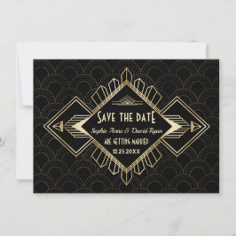 Trouw Vintage 20s Goud Zwart Great Gatsby Save The Date
