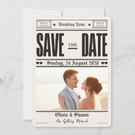 Trouw Vintage Krant Huwelijk Save the date Kaart