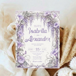 Trouw Vintage Lavendel Wisteria Romantisch Bloemmo Kaart