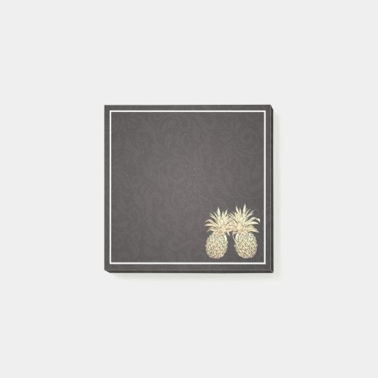 Trouw Vintage Modern Zwart Goud Ananas Koppel Post-it® Notes (Voorkant)
