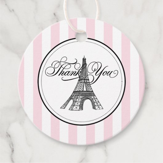 Trouw Vintage Roze Eiffeltoren Parijs Bedankjes Labels (Voorkant)