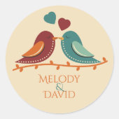 Trouw vogels liefde ronde sticker (Voorkant)