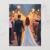 Trouw Vonken | Geschilderde Huwelijksviering Briefkaart (Voorkant)