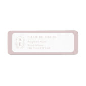 Trouw Wapen Monogram Roze Roze Retouradres Etiket (Voorkant)