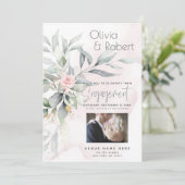 Trouw | Waterverf Eucalyptus Bladeren Roze Roos Kaart (Staand voorkant)