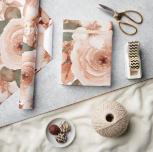 Trouw waterverfrozen bloem beige schattig leuk cadeaupapier