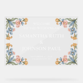 Trouw Welkom Acrylaat Bord Vintage Bloemen