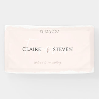 Trouw Welkom Banner met Waterverf Overlay in Blush