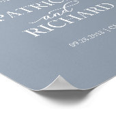 Trouw Welkom Bord | Chic Script Stof Blauw Poster (Hoek)