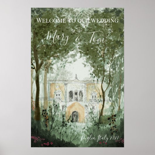 Trouw Welkom Bord Kasteel Dromen Poster (Voorkant)