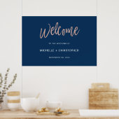 Trouw welkom bord Navy & Rose Goud Glam Chic Poster (Keuken)