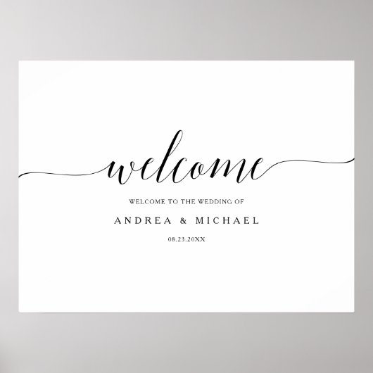 Trouw Welkom Bord Poster - Romantische kalligrafie (Voorkant)