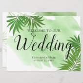 Trouw Welkom Bord Tropische Palmbladeren Kaart (Voorkant / Achterkant)