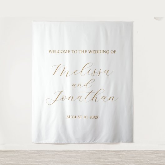 Trouw Welkom Bord Wit & Goud Wandkleed (Voorkant)