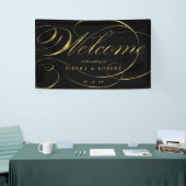 Trouw Welkom Elegant Nep Folie Goud Schrift Spandoek (Beurs)