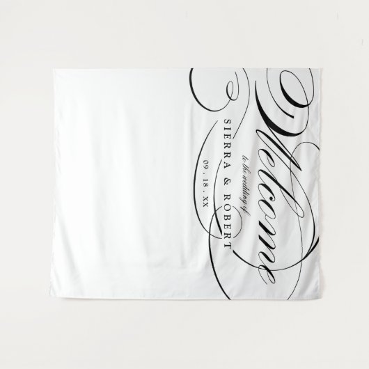 Trouw Welkom Elegante Fantasie Script Backdrop Wandkleed (Voorkant (horizontaal))