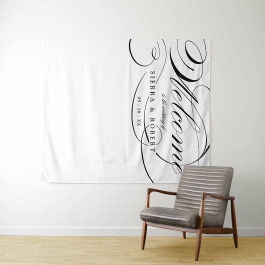 Trouw Welkom Elegante Fantasie Script Backdrop Wandkleed (In Situ (horizontaal))