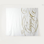 Trouw Welkom Elegante Gouden Gebogen Script Banner Wandkleed (Voorkant (horizontaal))