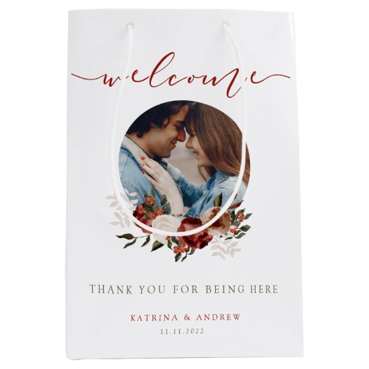 Trouw Welkom Foto Cadeautassen Medium Cadeauzakje (Voorkant)