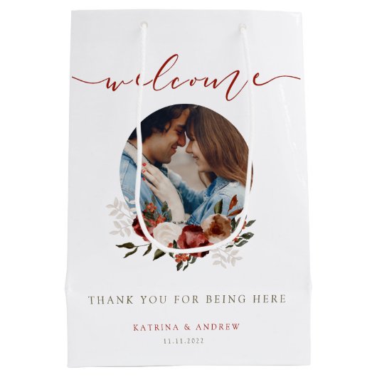 Trouw Welkom Foto Cadeautassen Medium Cadeauzakje (Achterkant)