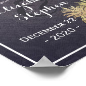 Trouw Welkom Gouden Ananas Echtpaar Navyblauw Poster (Hoek)