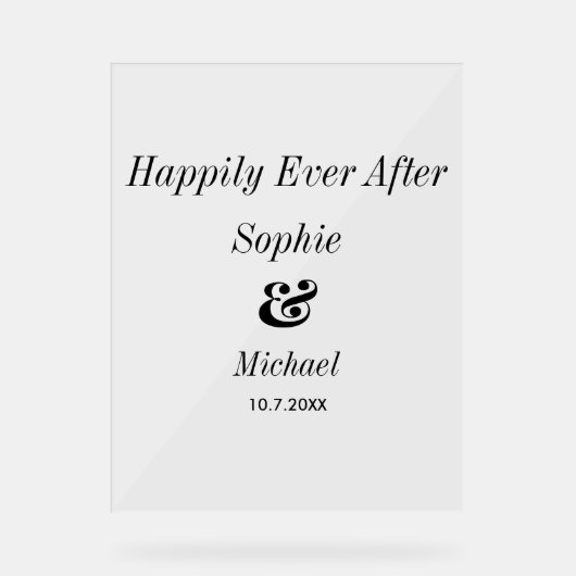 Trouw Welkom Happily Ever After  Acryl Bord (Voorkant)